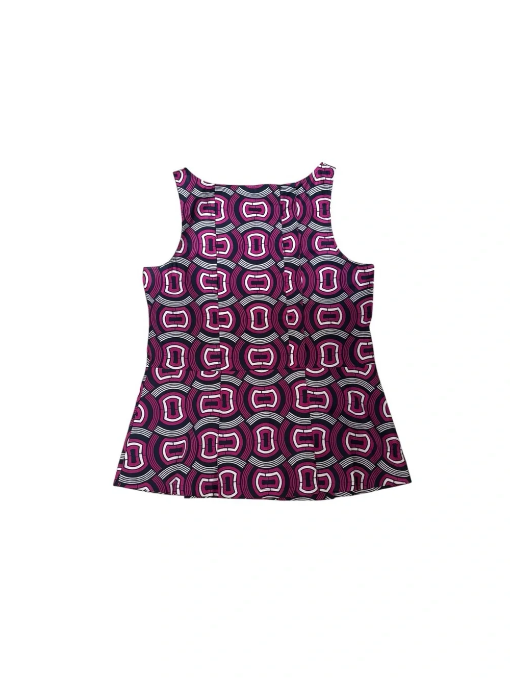 Club Monaco cotton pink & navy abstract print sleeveless contemporary top large - Picture 7 of 10
